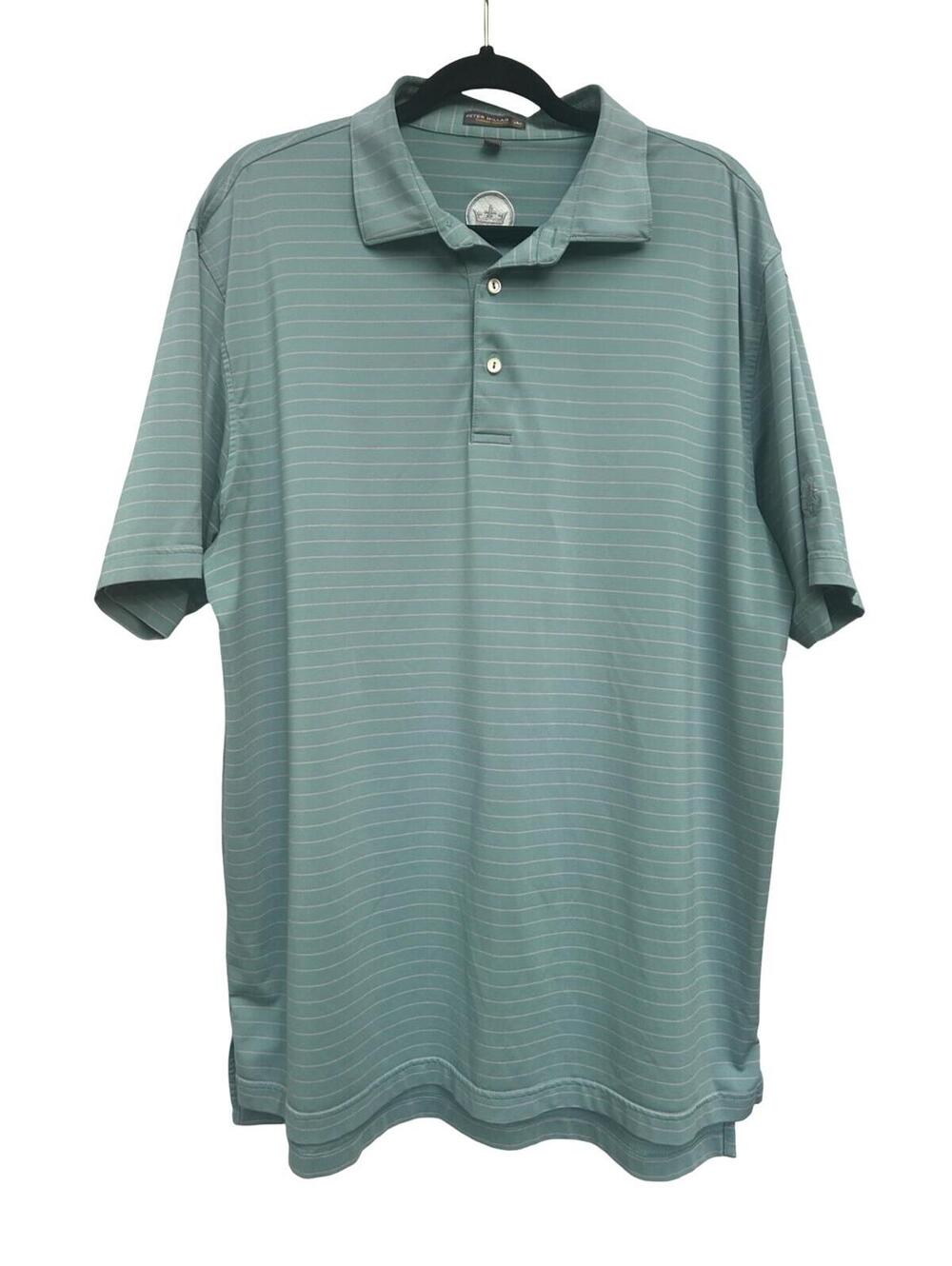 Peter Millar Summer Comfort Polo Mens XL‎ Light Blue Striped Performance Golf